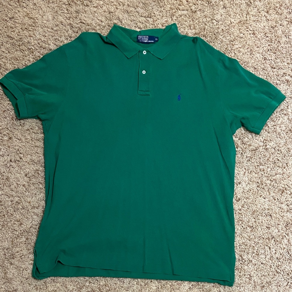 Polo by Ralph Lauren Men’s Emerald Green Pique Polo with Blue Logo